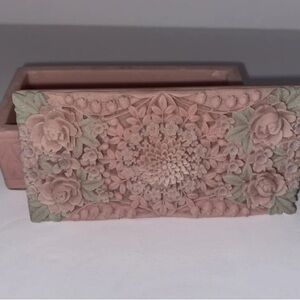 Vintage Trinket Box Roses Flower Pattern Pink Made In Wales Design Centre London
